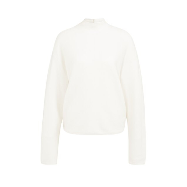 YAYA Sweater with buttoned back snowfall white