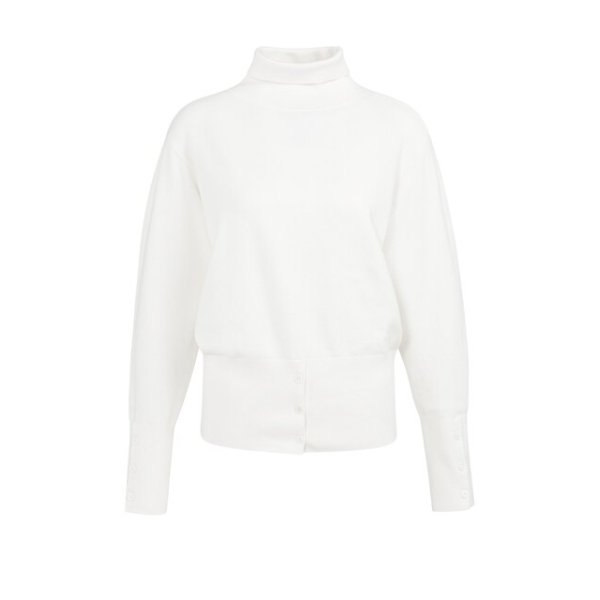 YAYA High neck sweater with buttons snowfall white