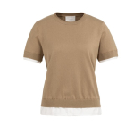 YAYA Knitted top with double hem khaki groen