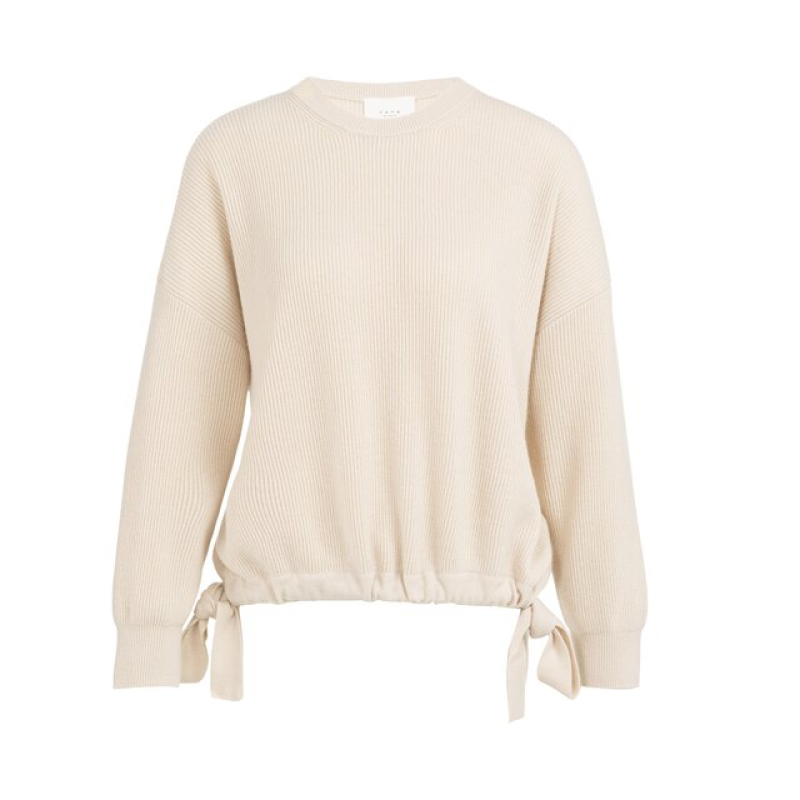 YAYA Sweater with tie details kit beige melange