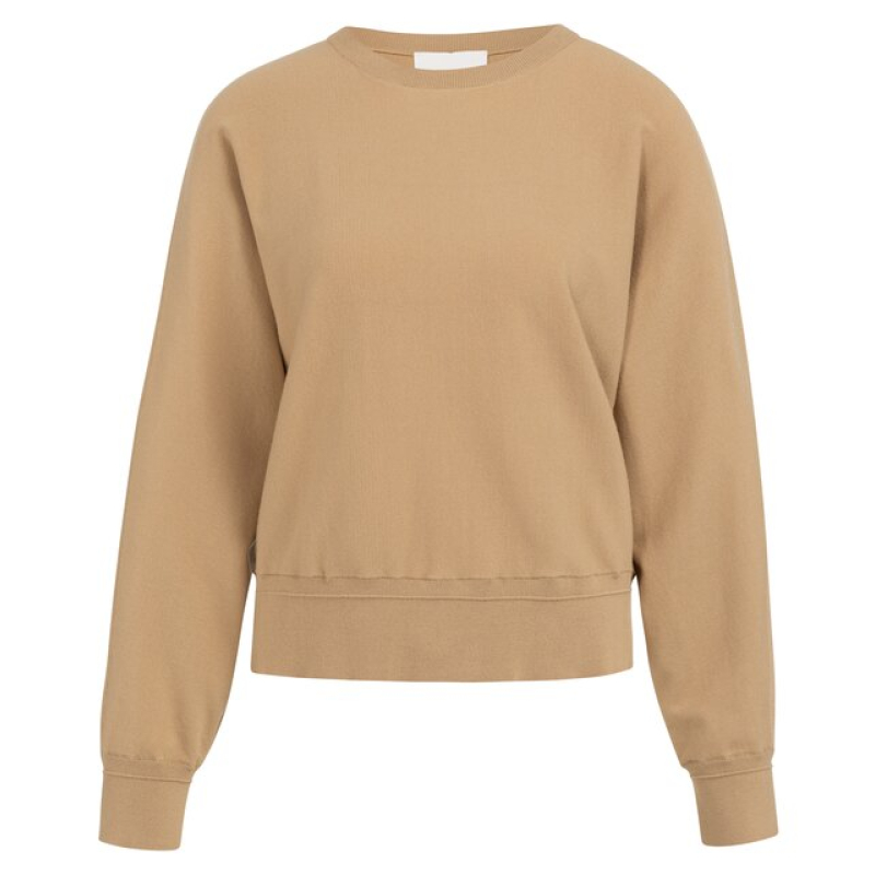 YAYA Sweater with seam details tan brown