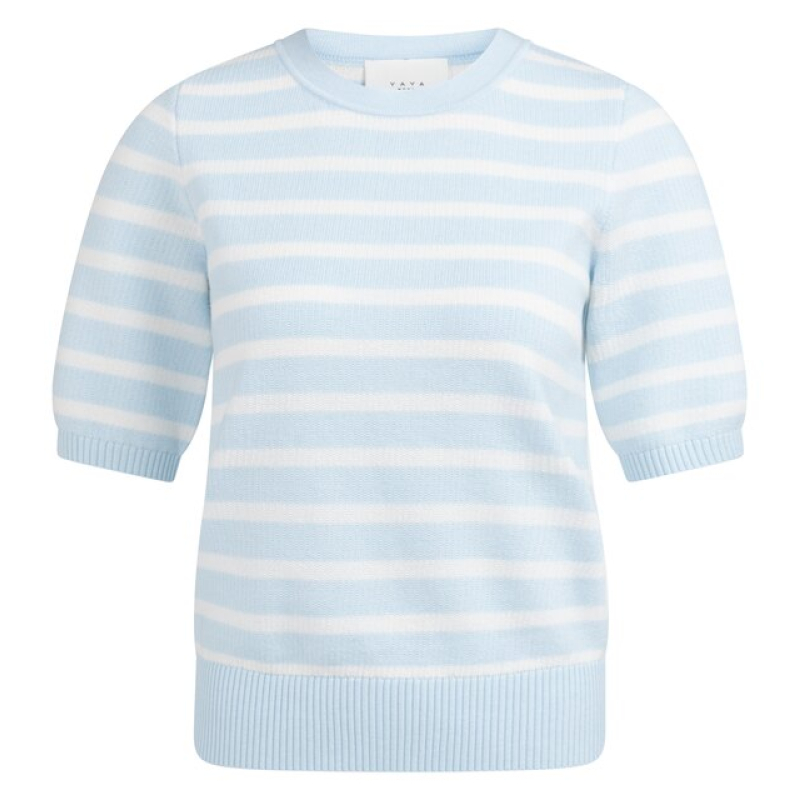 YAYA Sweater with stripe pattern ice blue dessin