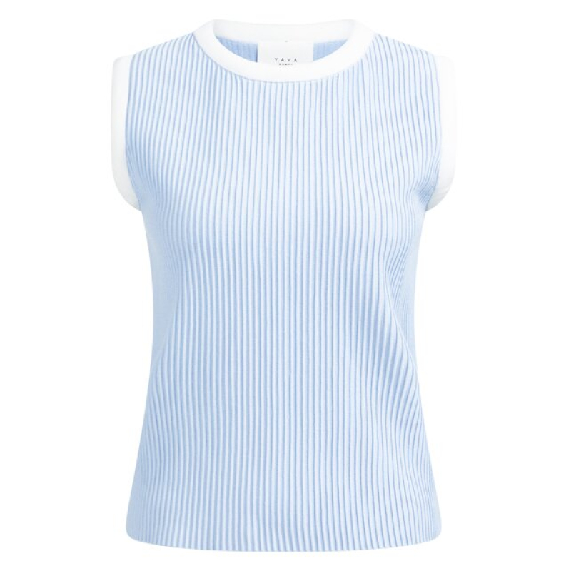YAYA Sleeveless ribbed sweater ice blue