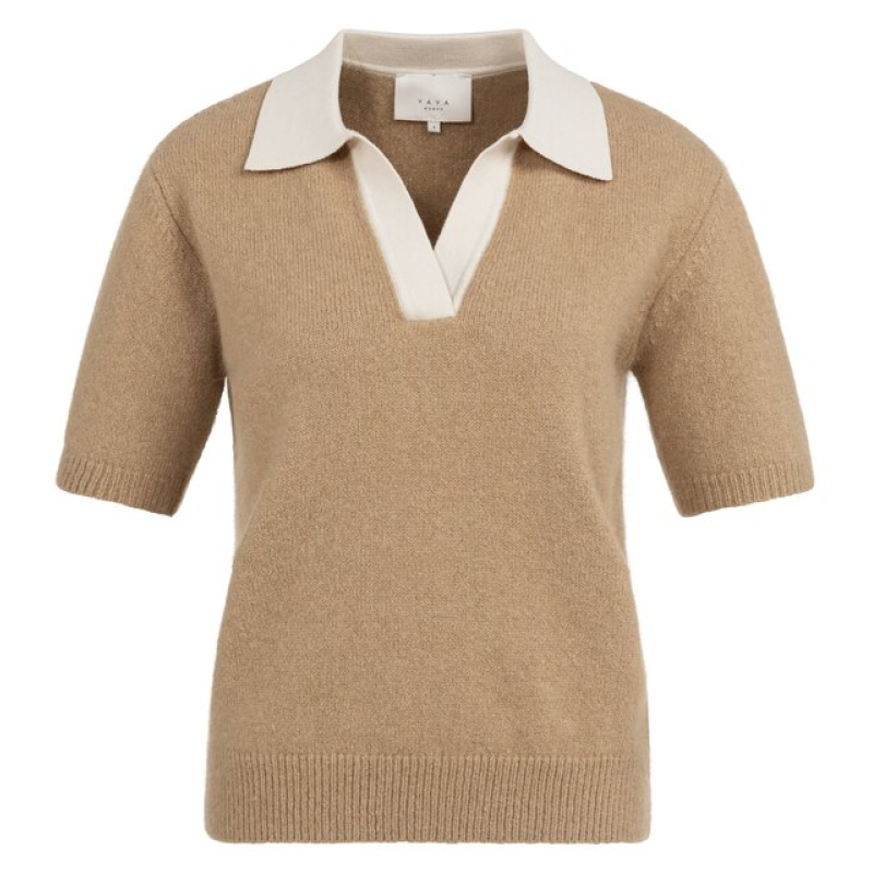 YAYA Sweater with collar khaki green