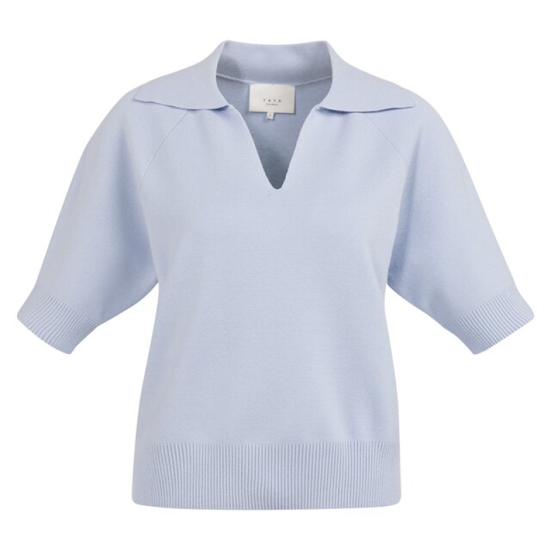 YAYA Knitted short sleeve sweater ice blue