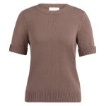 YAYA Sweater with rolled-up sleeves deep taupe brown.