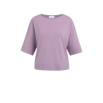 YAYA Boothals oversized fijngebreid T-shirt korte mouw lavender purple