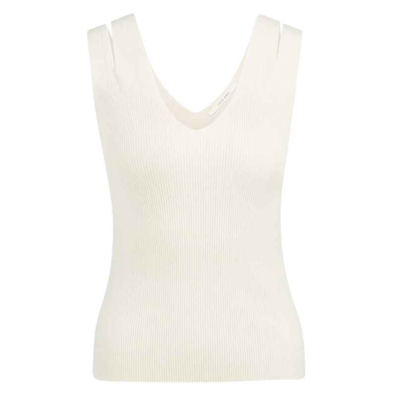 YAYA Geribd tanktop met schouderslit beige