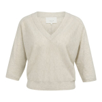 YAYA V-hals trui met zichtbare naden brown melange