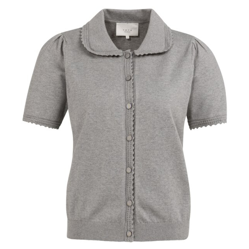 YAYA Short sleeve cardigan iron grey melange