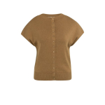 YAYA Mouwloos gebreid vest met knopen foxtrot brown