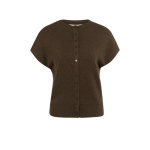 YAYA Mouwloos gebreid vest met knopen slate black brown melange