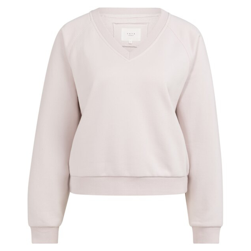 YAYA Sweater with v-neck gray lilac