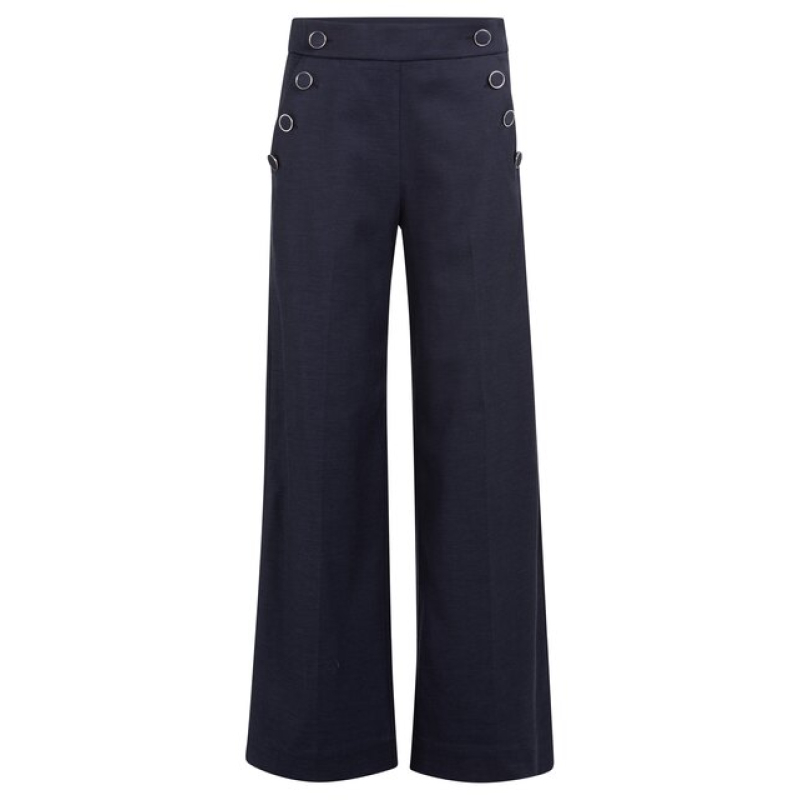 YAYA Trouses with buttons navy blazer blue