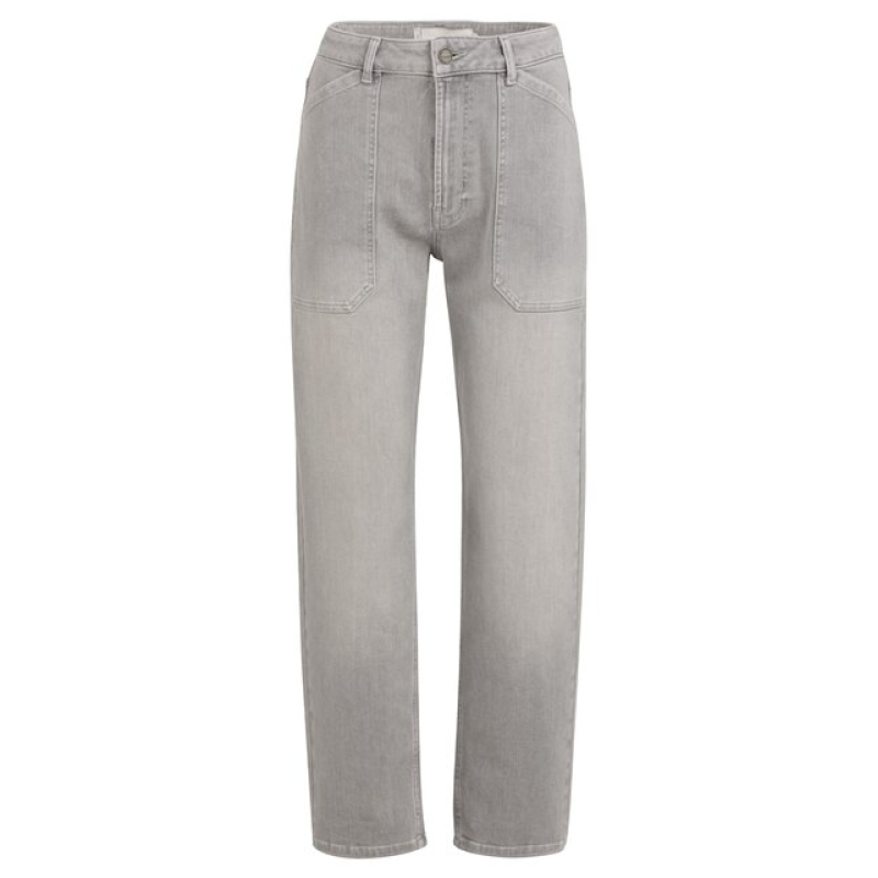 YAYA Cargo jeans with low crotch mid grey denim