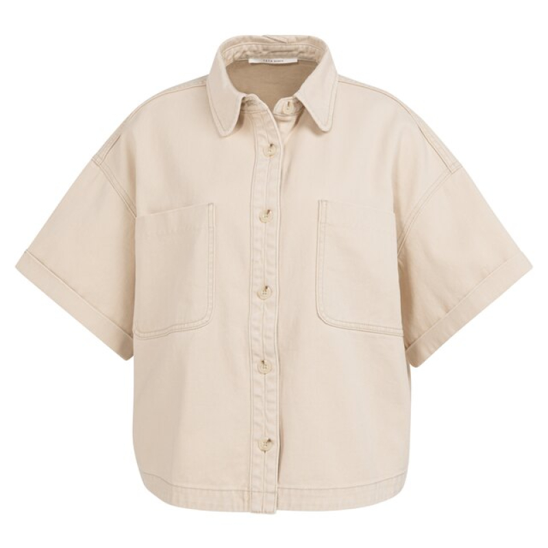 YAYA Short sleeve denim jacket desert beige denim