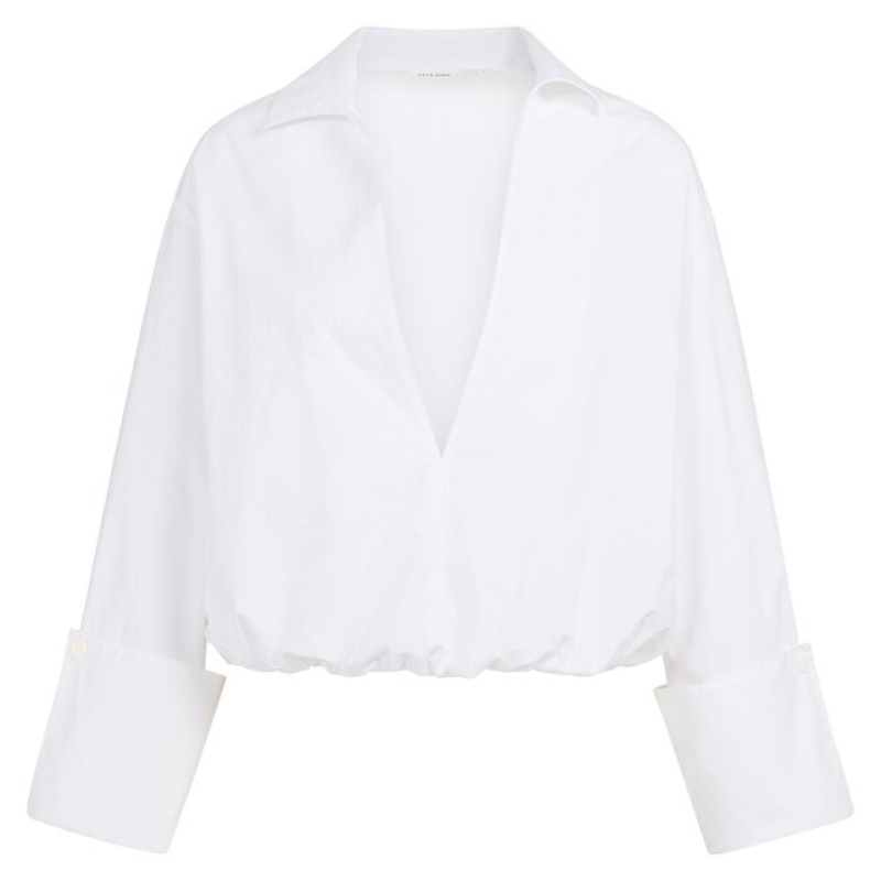 YAYA Balloon blouse with v-neck pure white 