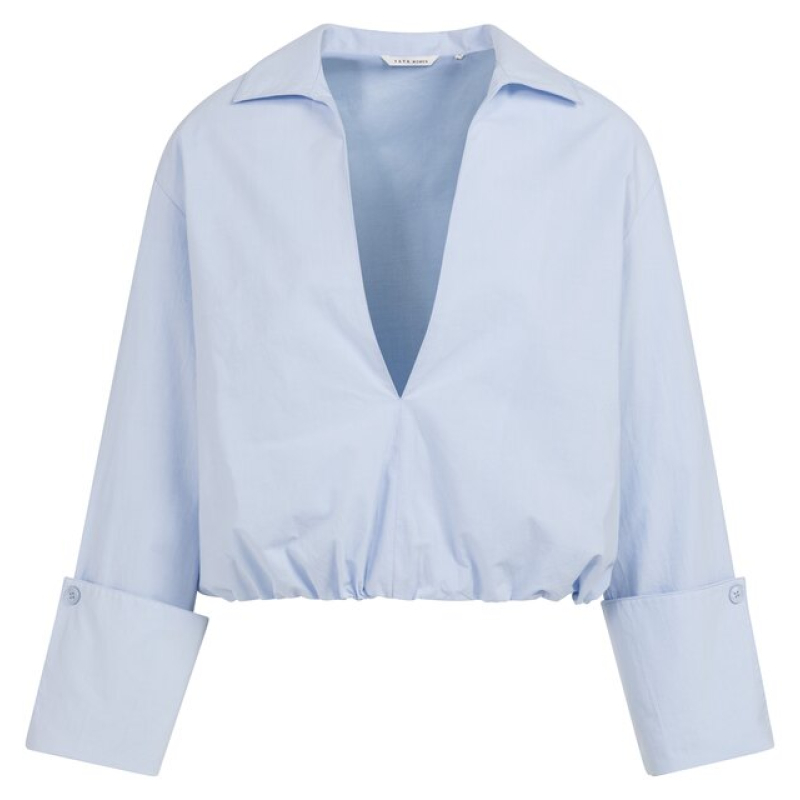 YAYA Balloon blouse with v-neck ice blue