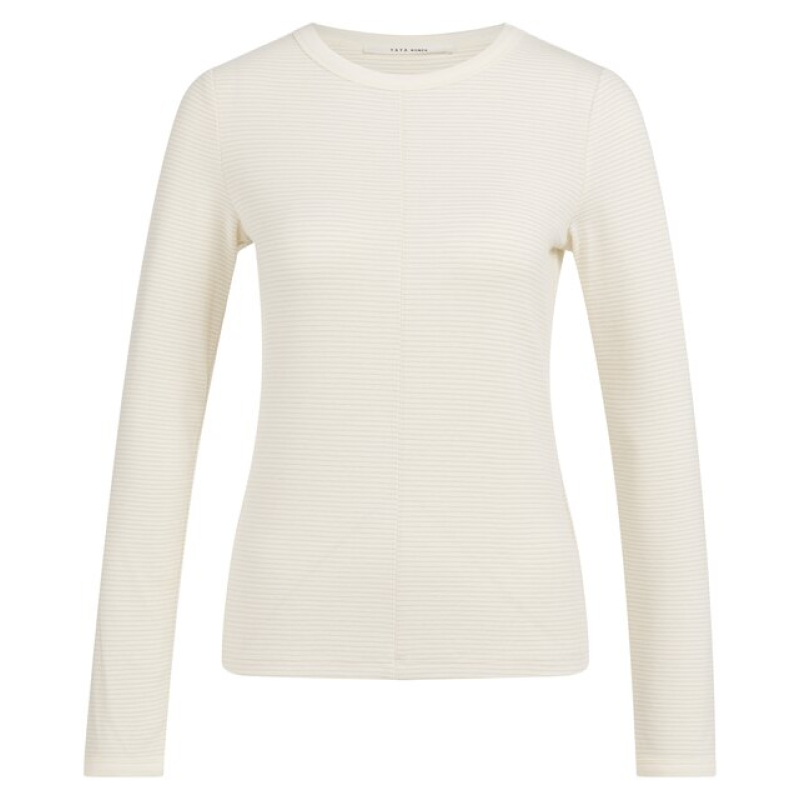 YAYA Striped long sleeve top kit beige dessin