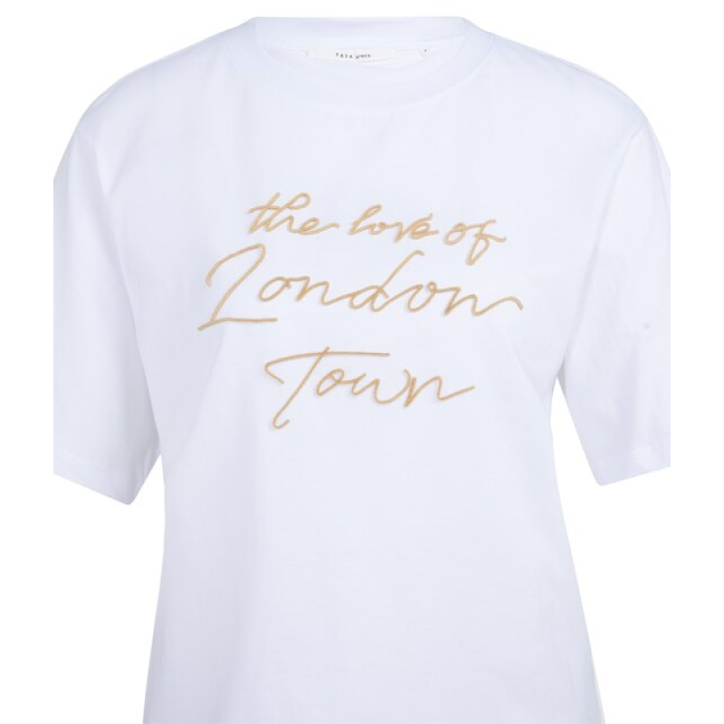 YAYA T-shirt with flock print reed yellow dessin