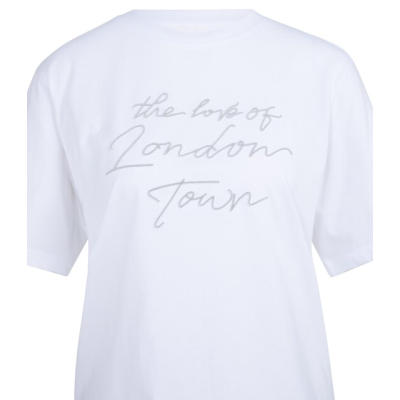 YAYA T-shirt with flock print blue grey dessin