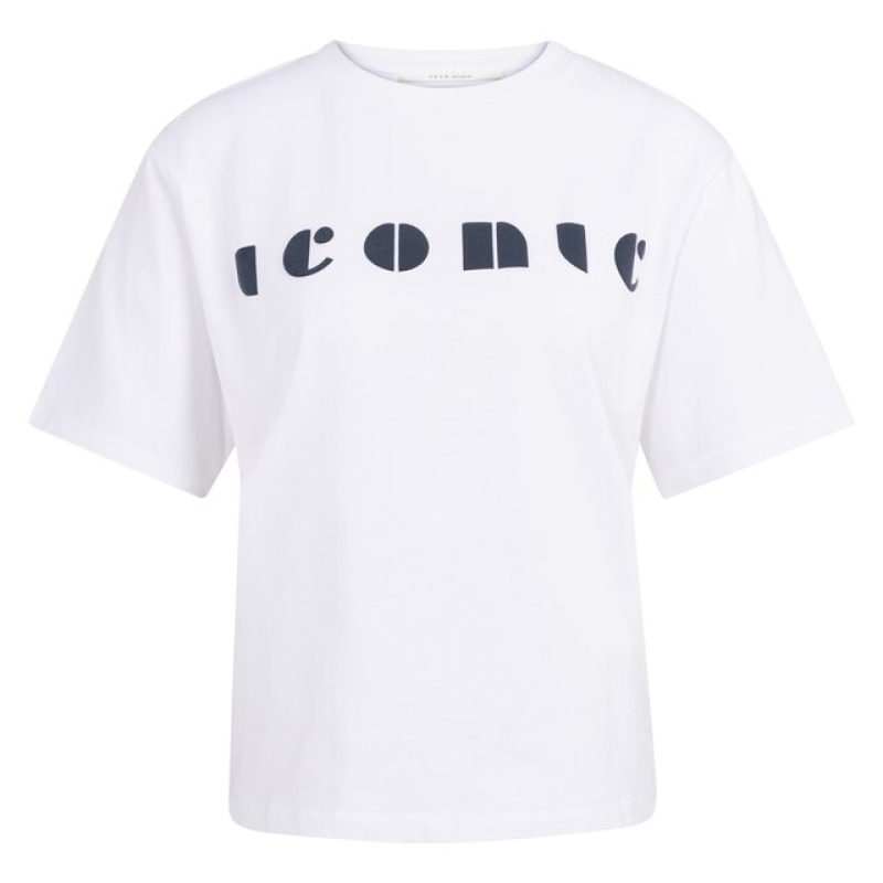 YAYA Boyfriend t-shirt with print pure white dessin