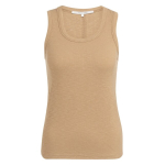 YAYA RIbbed singlet with round neck tan brown