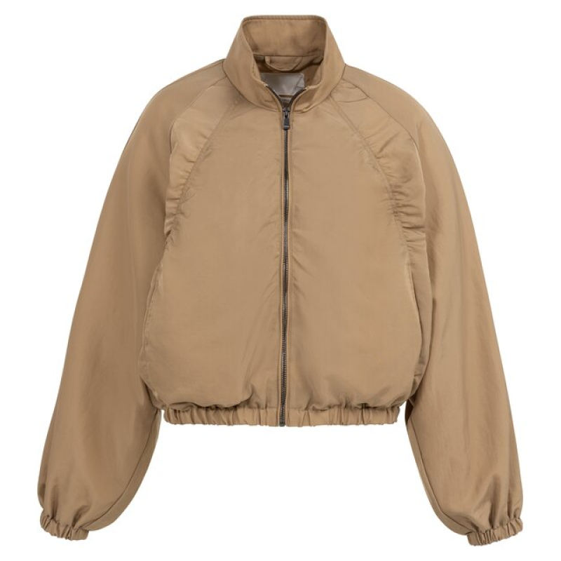 YAYA Short jacket with pleats tan brown