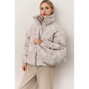 YAYA Short printed padded nylon jacket, brown YAYA Short printed padded nylon jacket, brown