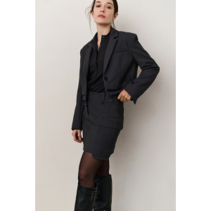 YAYA Woven mini cargo skirt, anthracite melange