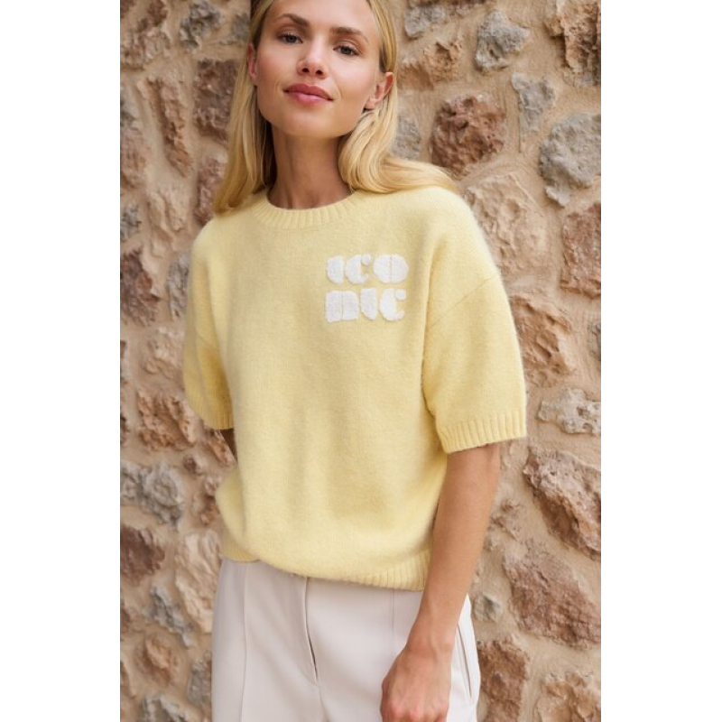 YAYA Knitted sweater with artwork reed yellow dessin