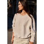 YAYA Sweater with stitched-on text heather grey melange