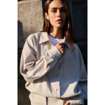 YAYA Blouse with asymmetric placket heather grey melange