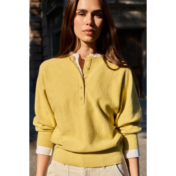 YAYA YAYA Sweater with collar detail dried moss green melange