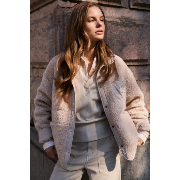 YAYA Sweater with collar detail heather grey melange