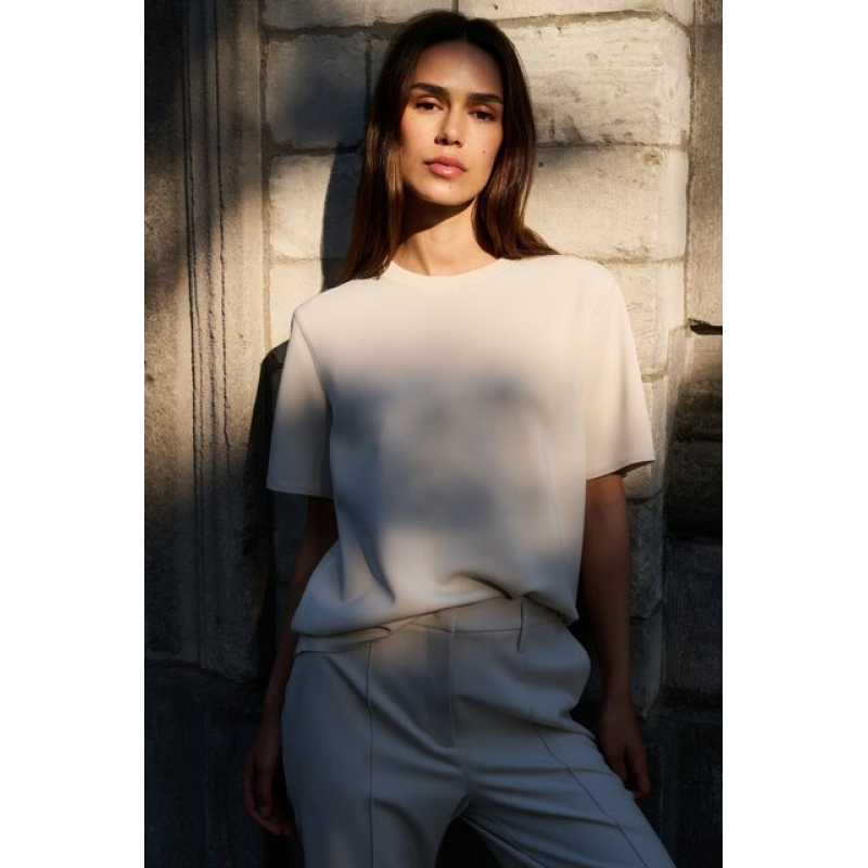 YAYA Sweatshirt with ribbed neck oxford tan brown