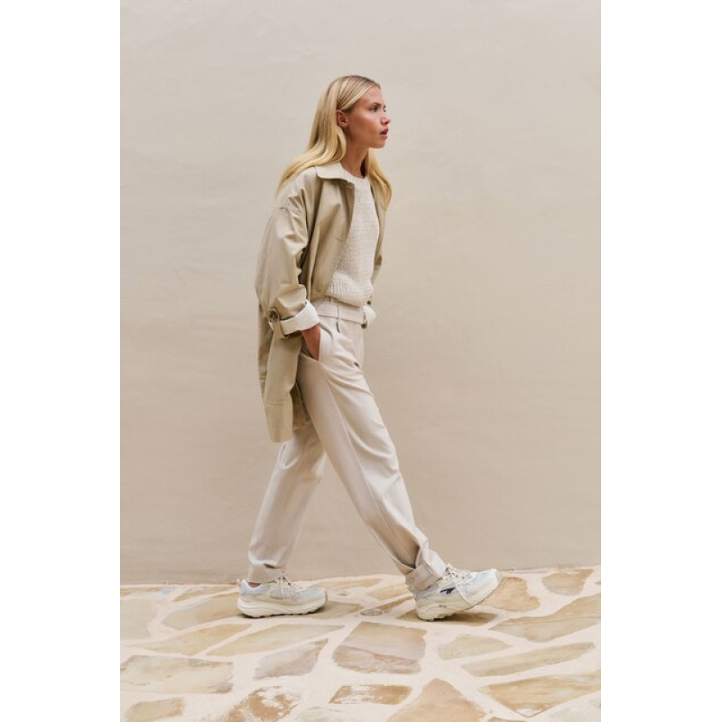 YAYA Trousers with double belt kit beige