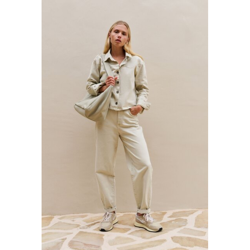 YAYA Denim jacket with seams beige