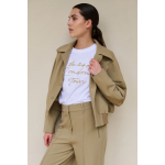 YAYA Short jacket with ribbed hem khaki green