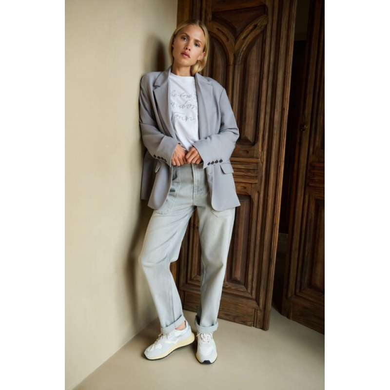 YAYA Cargo jeans with low crotch mid grey denim