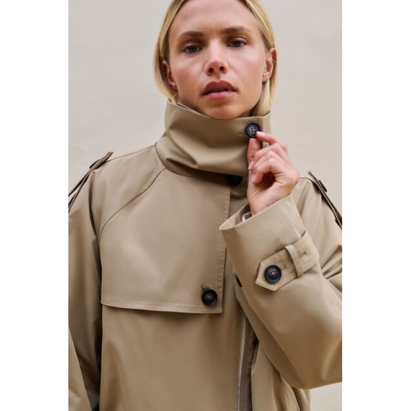 YAYA Short trenchcoat bomber jacket khaki green