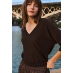 YAYA V-hals trui met zichtbare naden beige melange