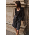 YAYA Geweven bermuda met hoge taille, lang model delicioso brown