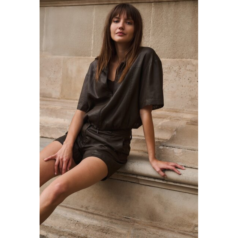 YAYA Blousejack met gecoate afwerking delicioso brown