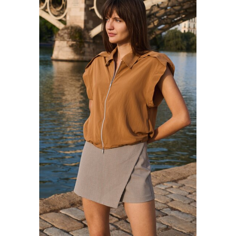 YAYA Geruite minirok met faux overslag beige dessin