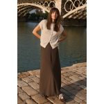 YAYA Maxirok in a-lijn van geweven stof slate black brown