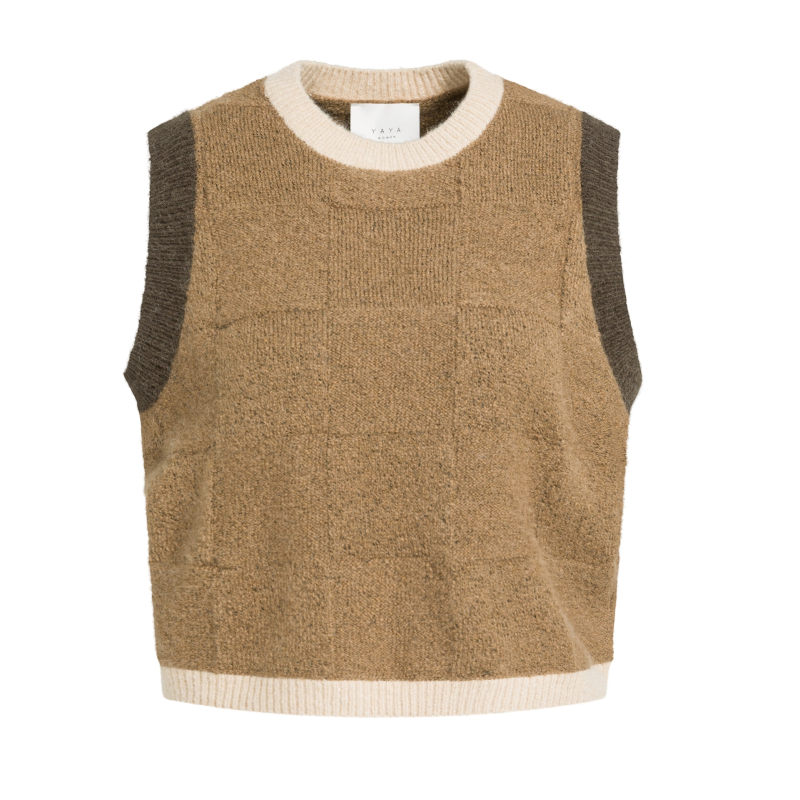 YAYA Spencer met geruite textuur otter brown