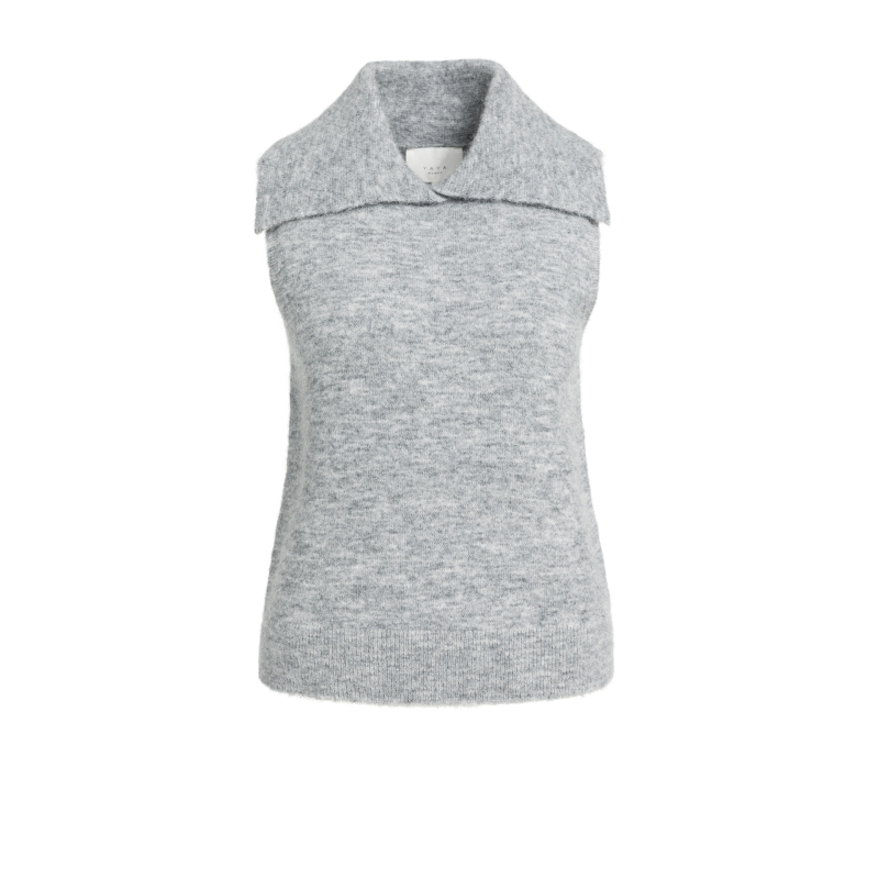 YAYA Mouwloze trui met kraag grey melange