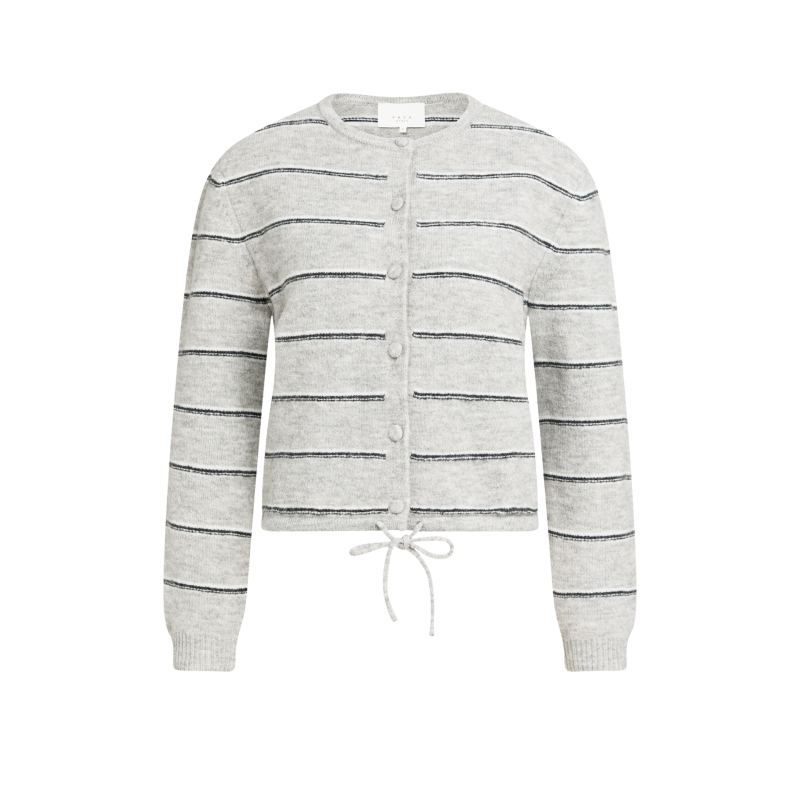 YAYA Gebreid gestreept vest met lange mouwen grey melange