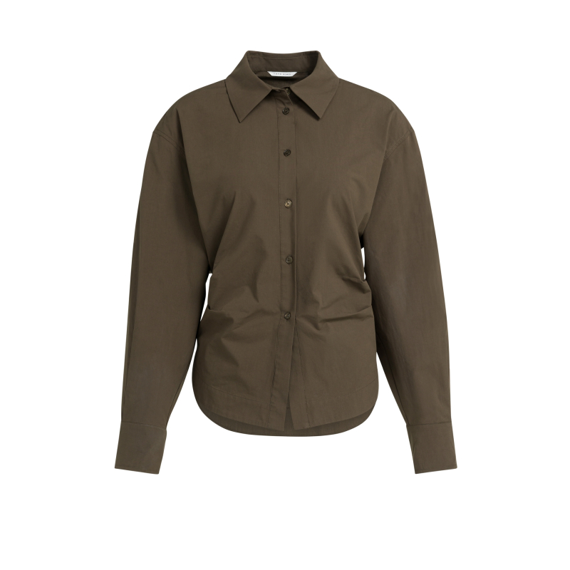 YAYA Blouse met tailleaccent en plooien op de rug black brown.
